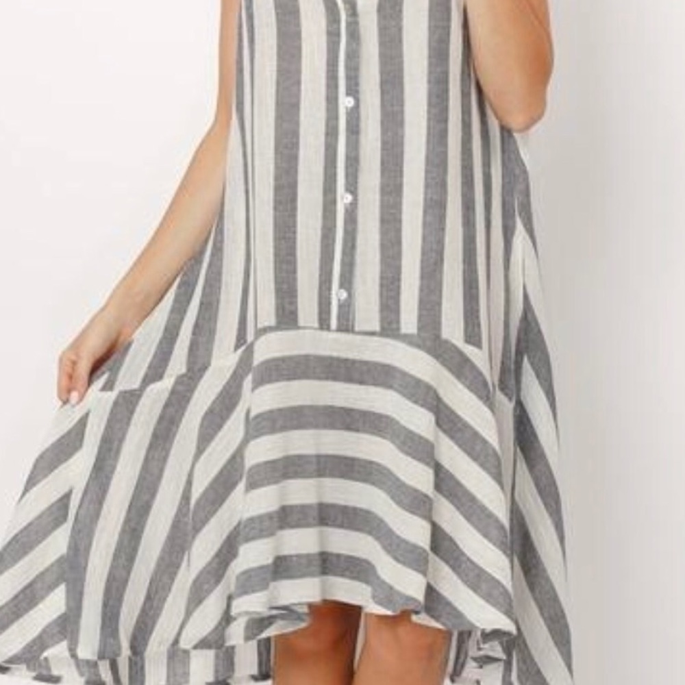 ❗️LAST 1❗️Navy Striped Drop Waist Midi Dress - Picture 4 of 4